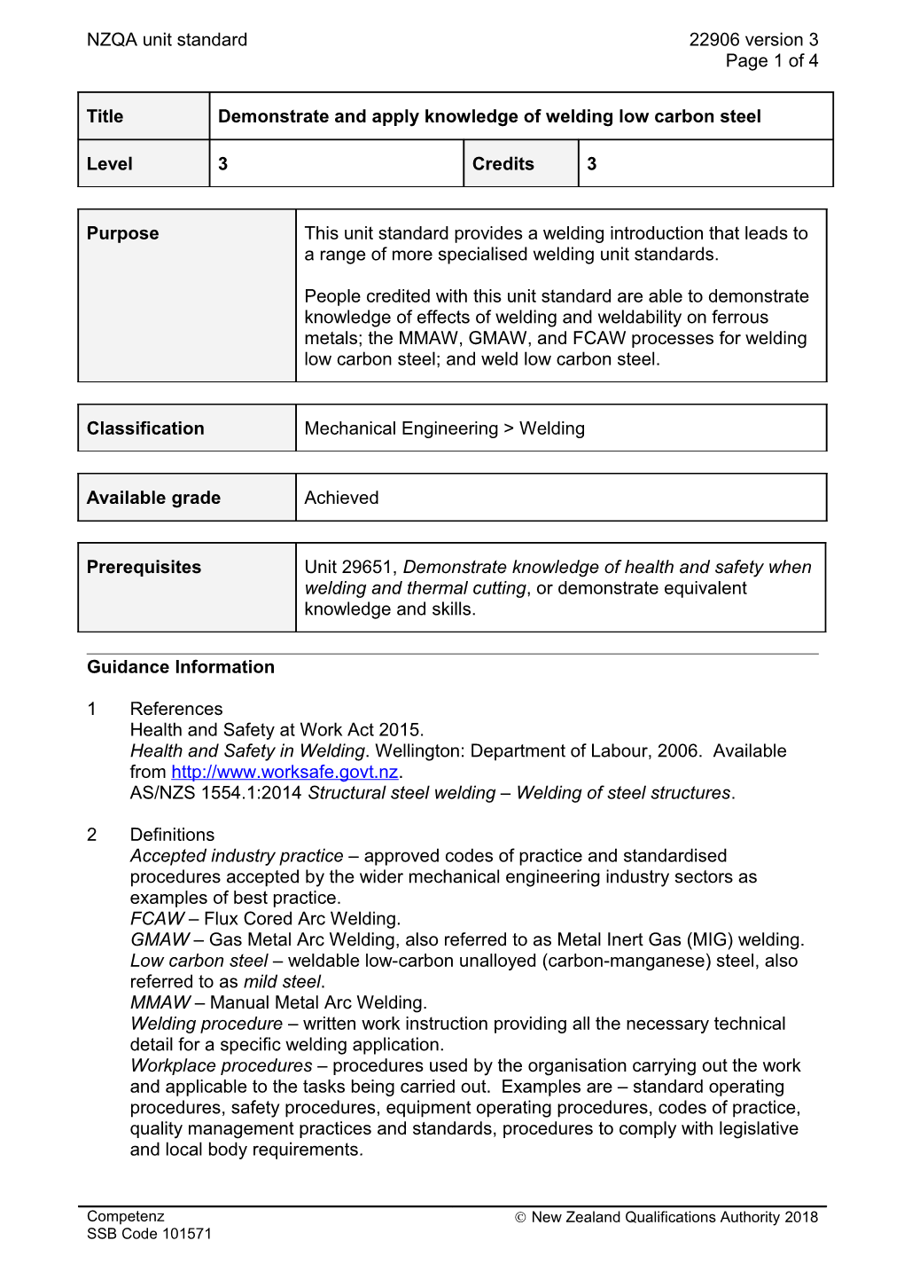 22906 Demonstrate and Apply Knowledge of Welding Low Carbon Steel