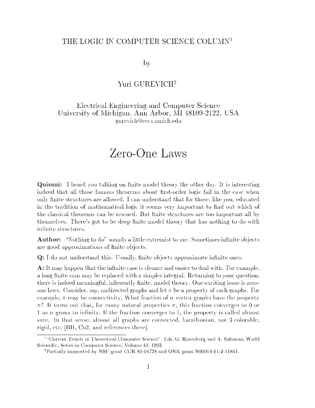 Zero-One Laws