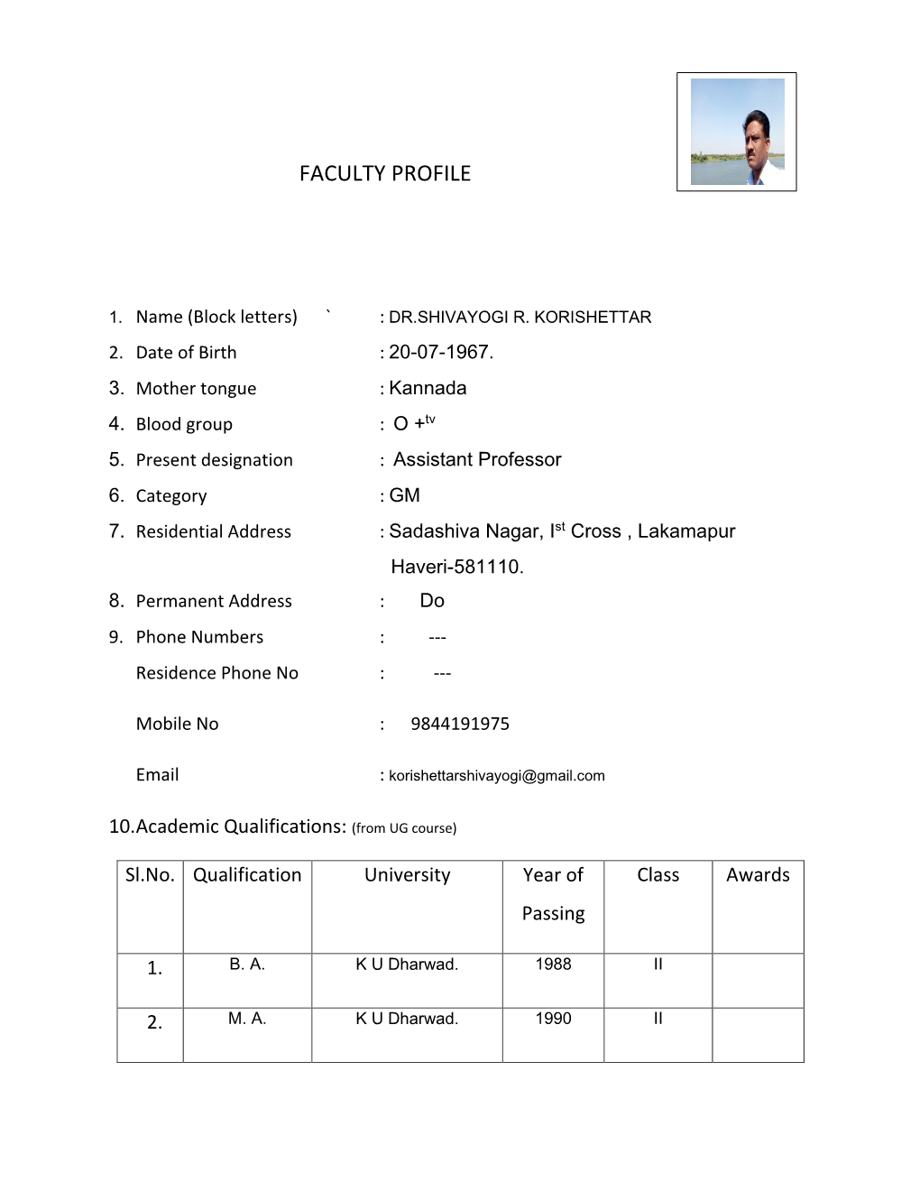Faculty Profile
