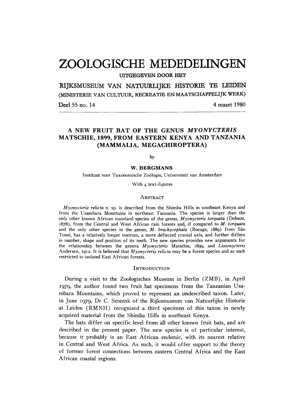 Zoologische Mededelingen