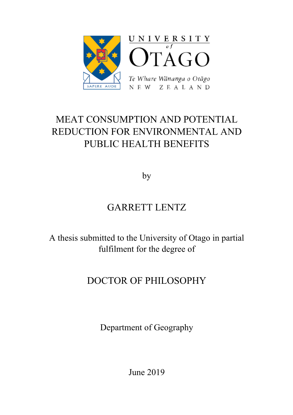 Meat Consumption and Potential Reduction for Environmental and Public Health Benefits