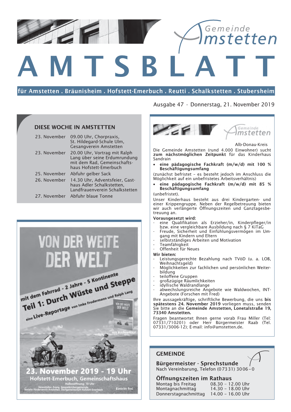 AMTSBLATT AMTSBLATT DIESE WOCHE in AMSTETTEN Fürfür Amstettenamstetten