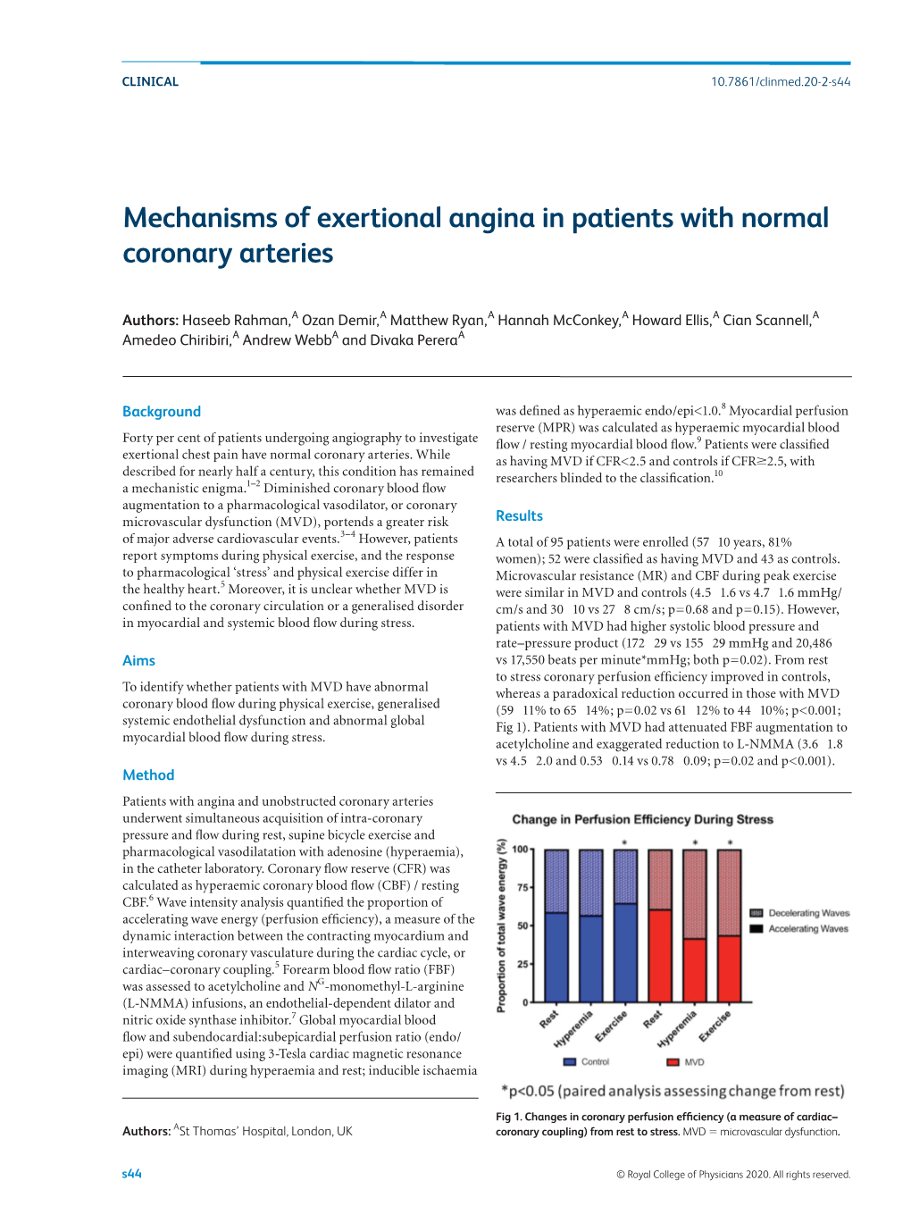 Mechanisms of Exertional Angina in Patients with Normal Coronary Arteries