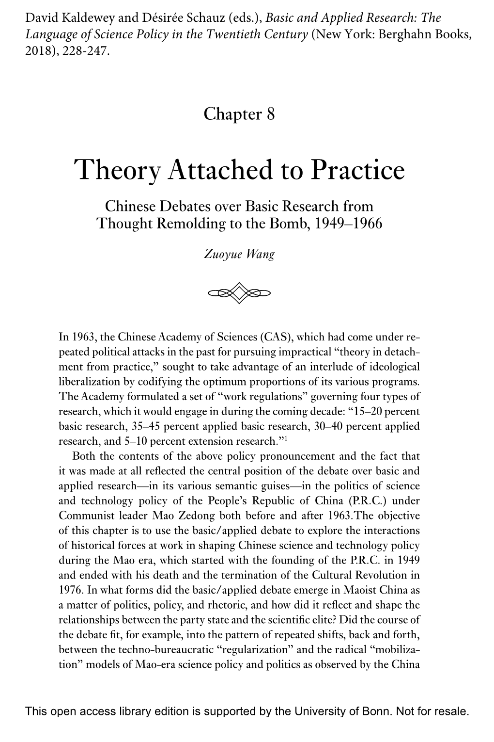 Theory Attached to Practice Chinese Debates Over Basic Research from Thought Remolding to the Bomb, 1949–1966