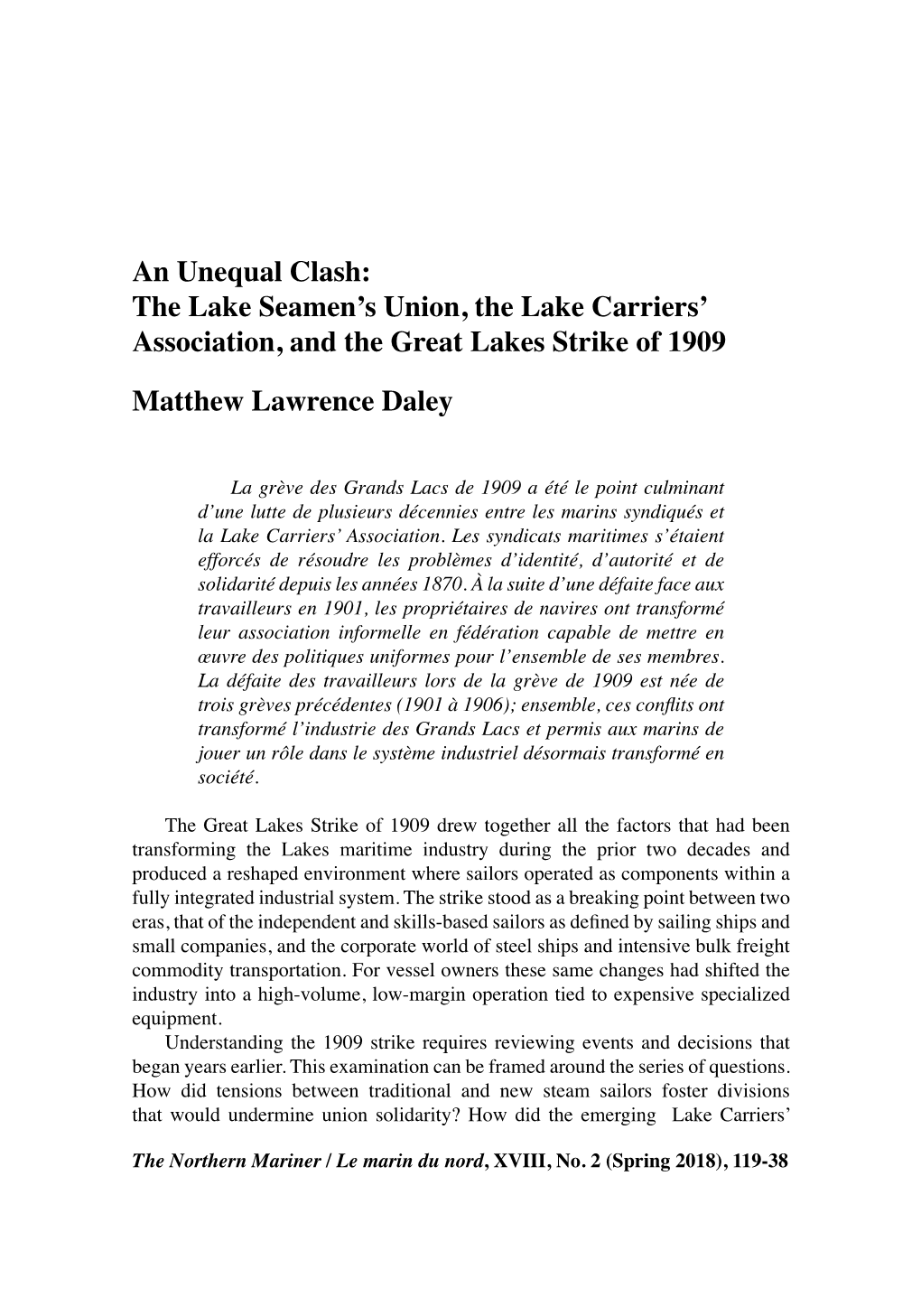 The Lake Seamen's Union, the Lake Carriers' Association, and the Great