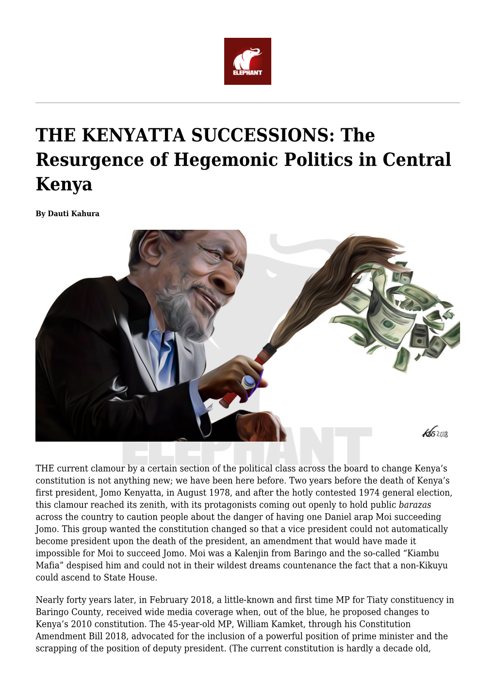 THE KENYATTA SUCCESSIONS: the Resurgence of Hegemonic Politics in Central Kenya