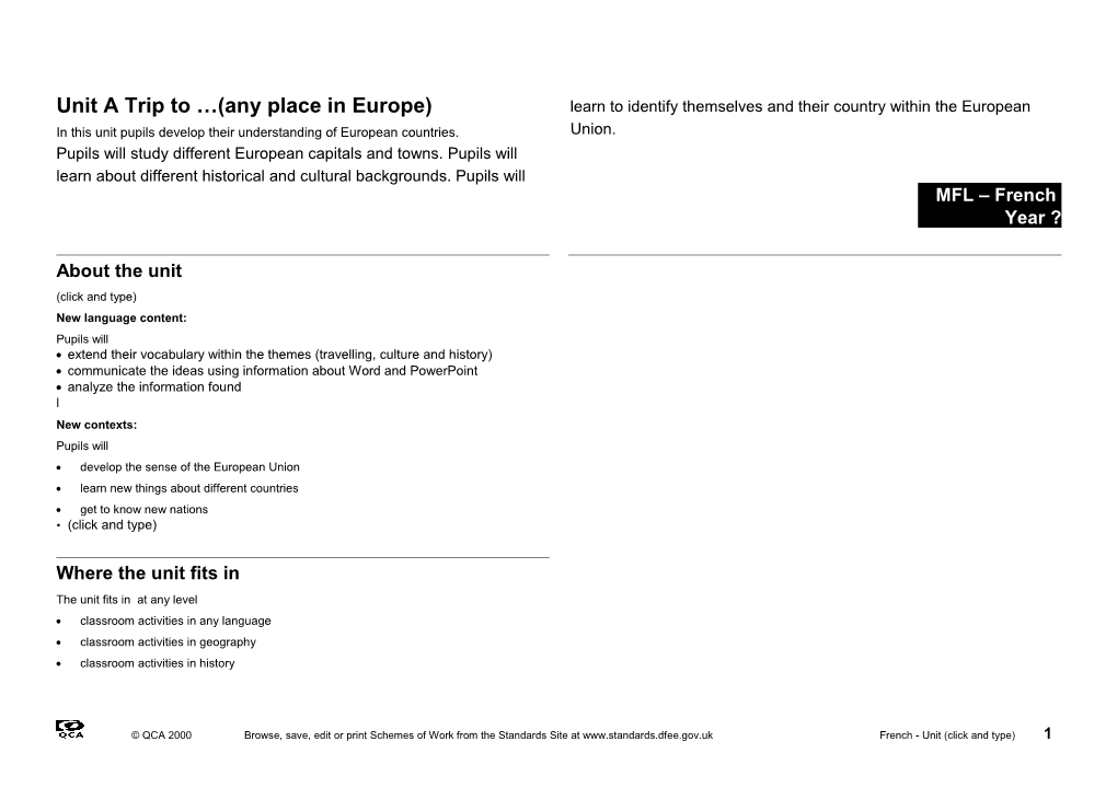 Learning Objectives Possible Teaching Activities Learning Outcomes Points to Note