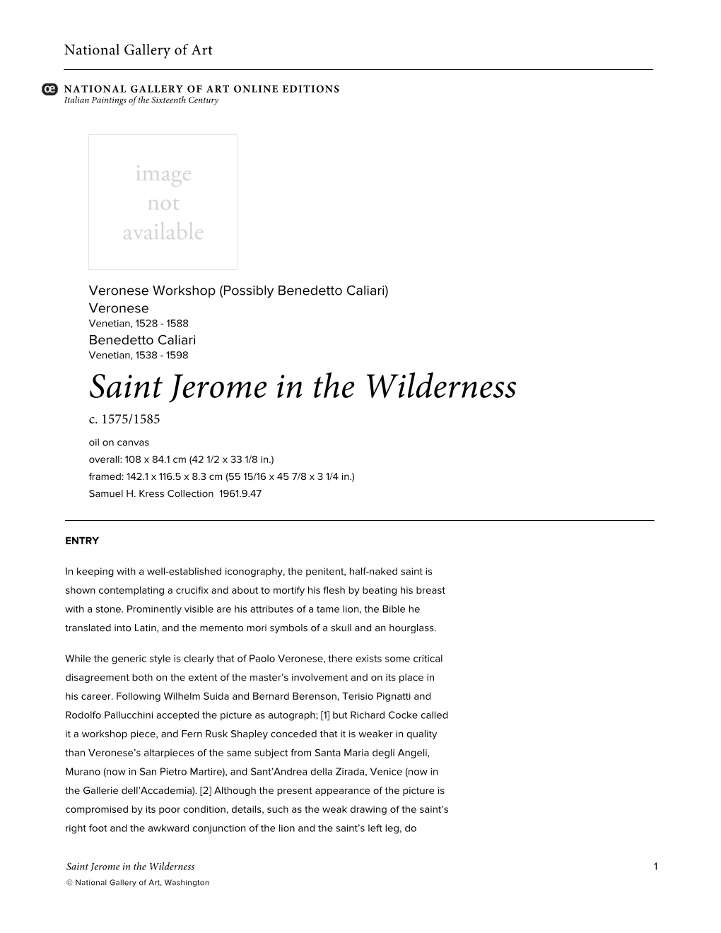 Saint Jerome in the Wilderness C