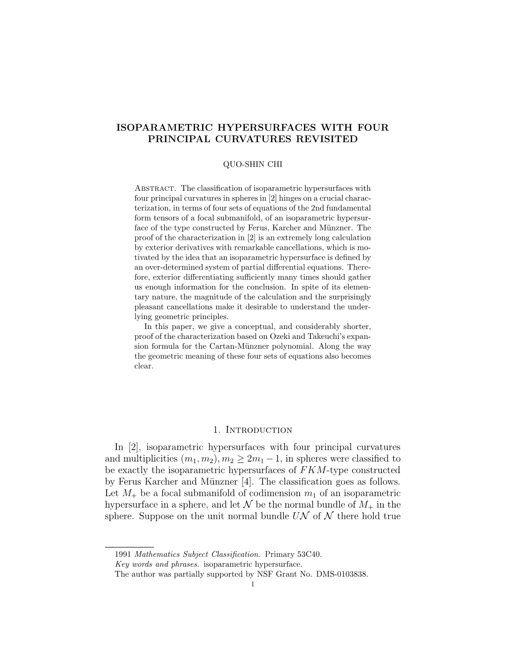 Isoparametric Hypersurfaces with Four Principal Curvatures Revisited