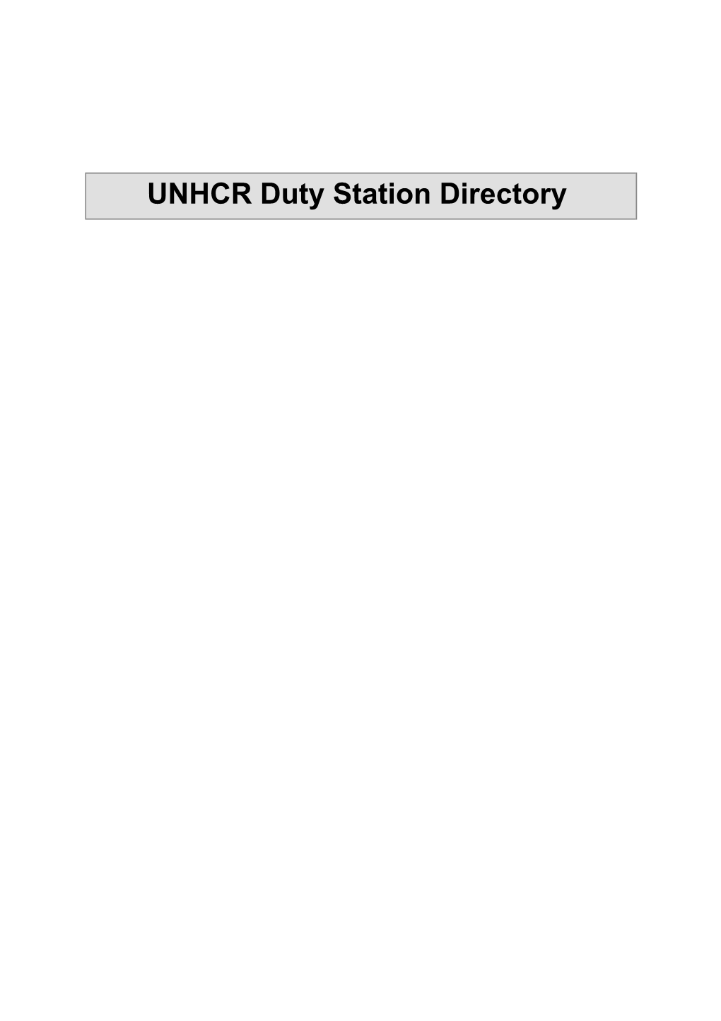 UNHCR Duty Station Directory Switzerland - Geneva SWIGE