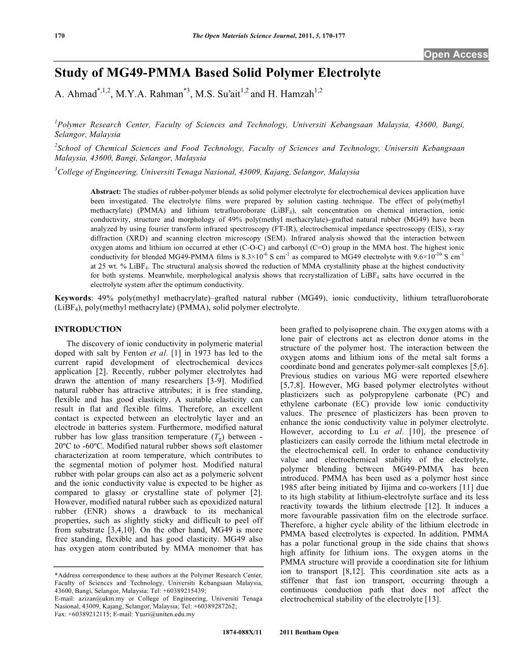 Study of MG49-PMMA Based Solid Polymer Electrolyte A