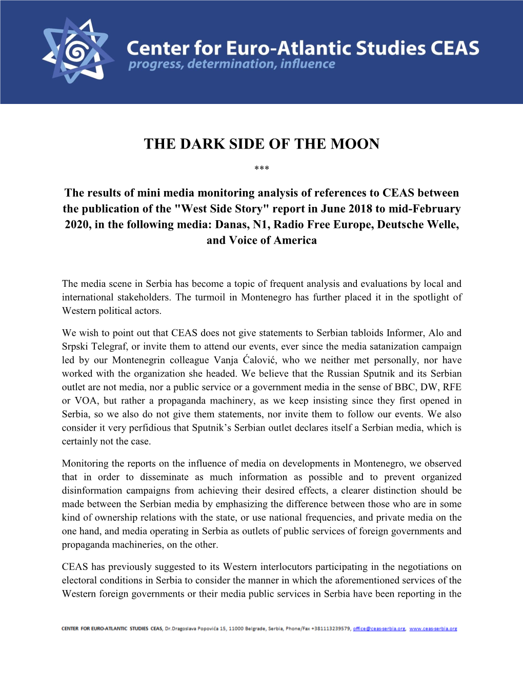 THE DARK SIDE of the MOON CEAS Analysis