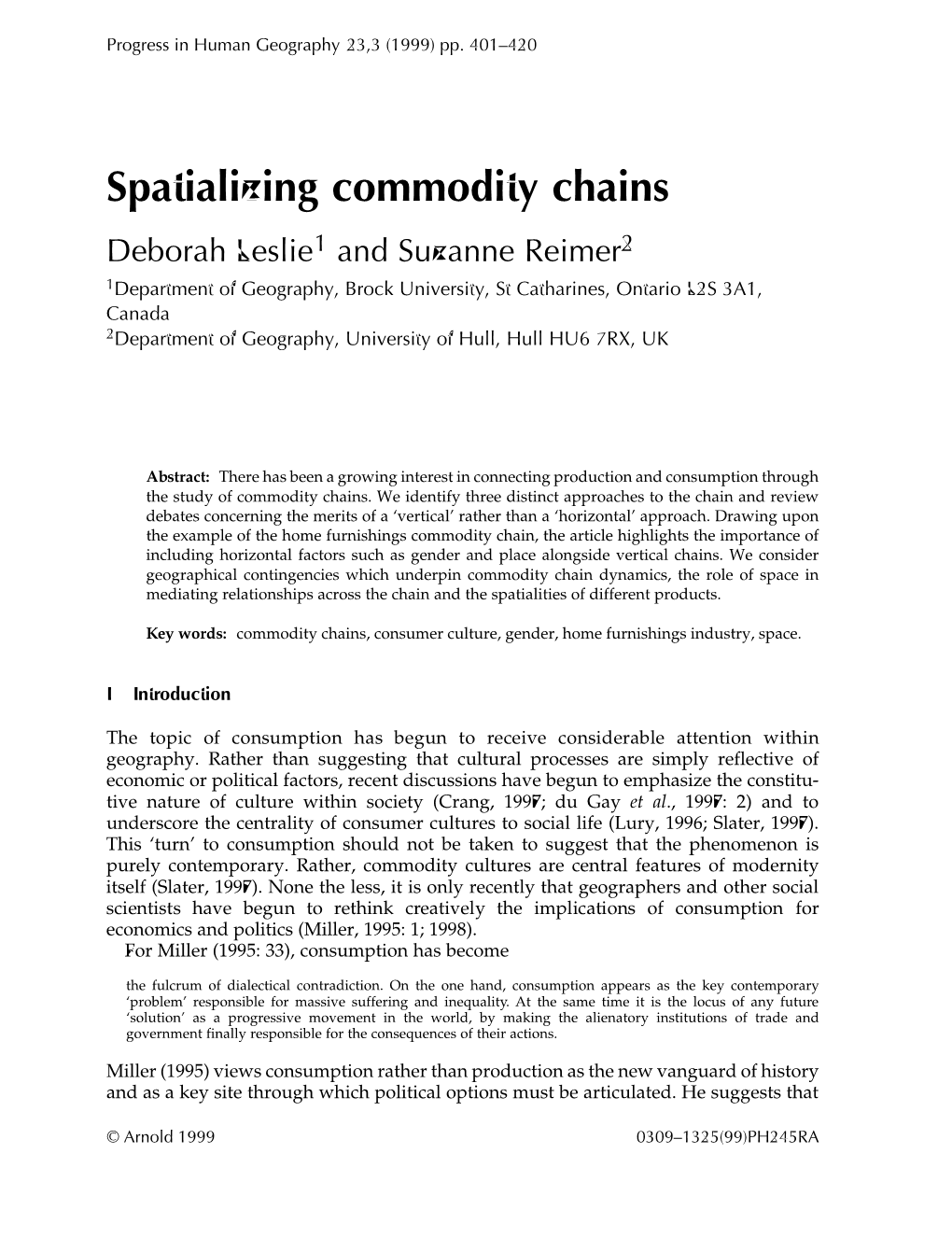 Spatializing Commodity Chains