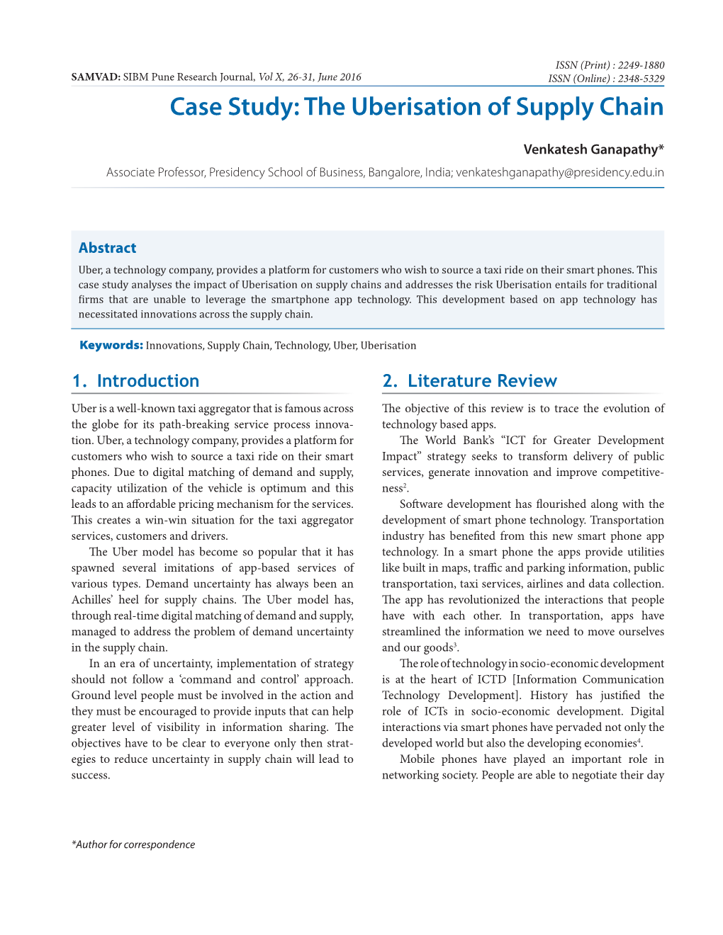 Case Study: the Uberisation of Supply Chain