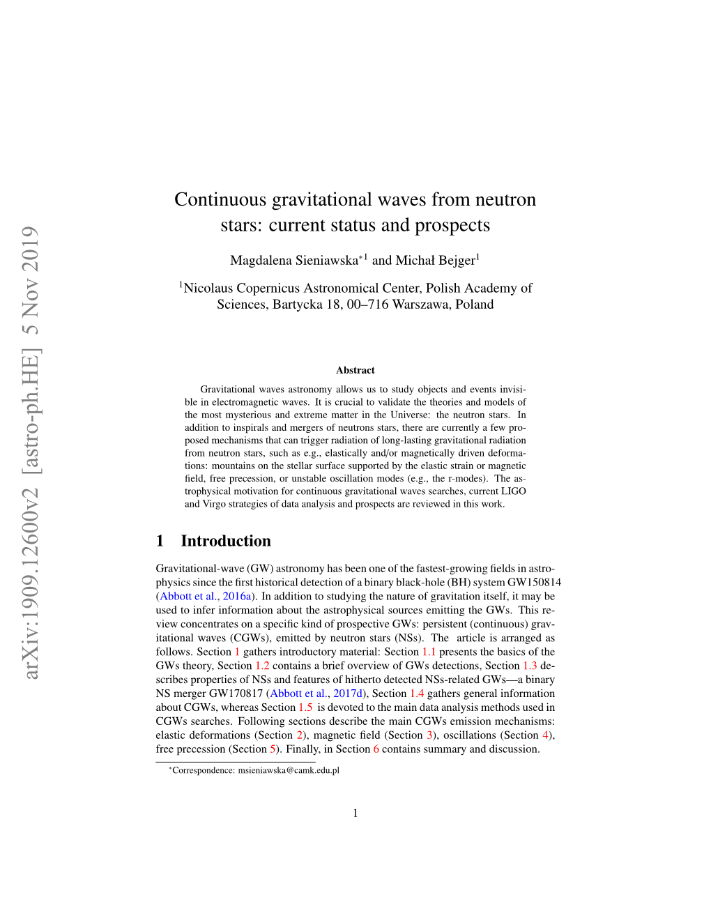 Continuous Gravitational Waves from Neutron Stars: Current Status and Prospects