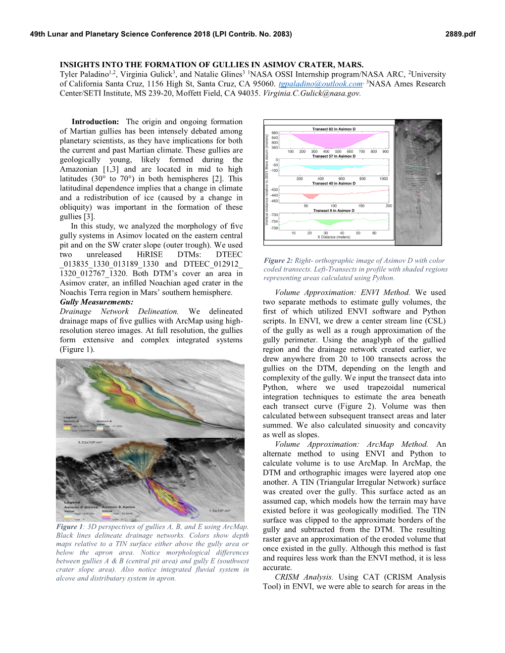 Insights Into the Formation of Gullies in Asimov Crater, Mars