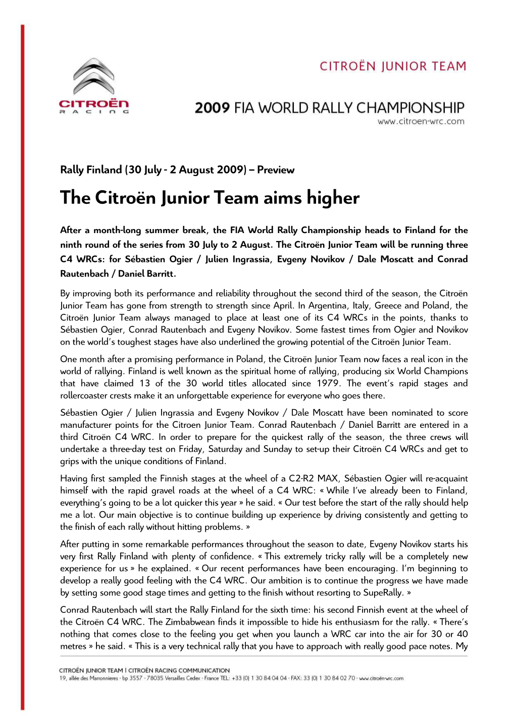 The Citroën Junior Team Aims Higher