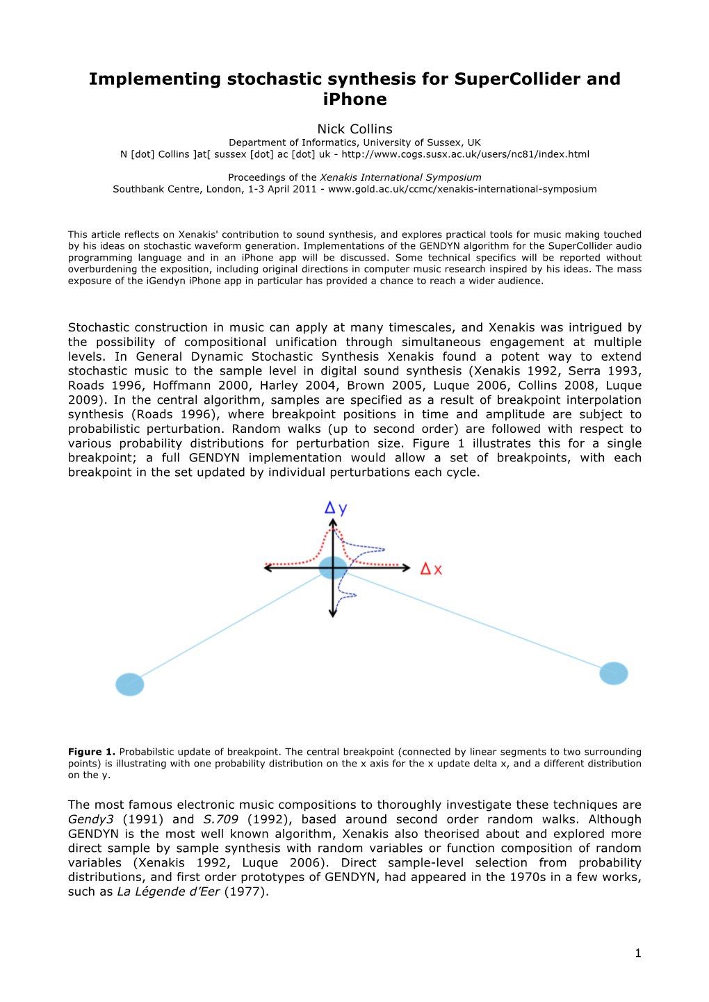 Implementing Stochastic Synthesis for Supercollider and Iphone