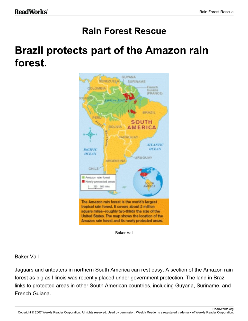 Brazil Protects Part of the Amazon Rain Forest