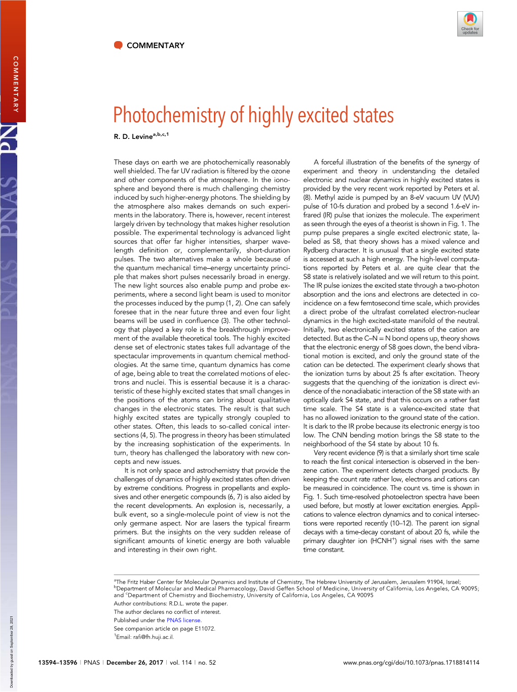 Photochemistry of Highly Excited States R