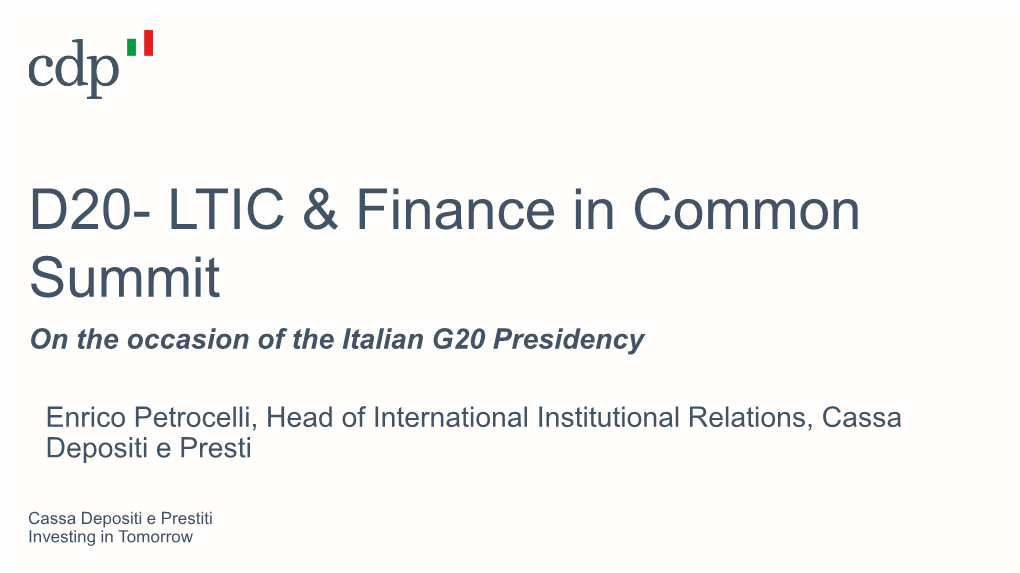 D20- LTIC & Finance in Common Summit