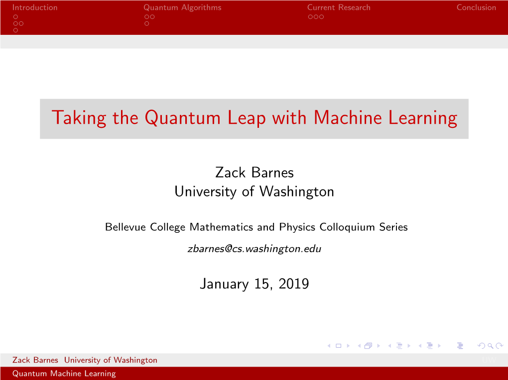 Taking the Quantum Leap with Machine Learning