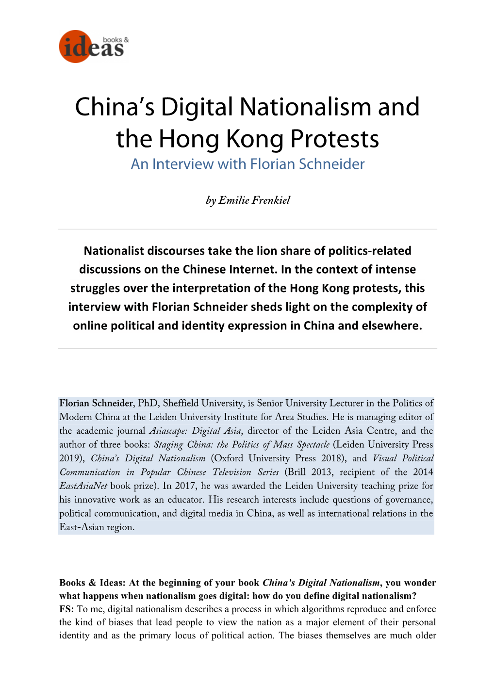 China's Digital Nationalism and the Hong Kong Protests