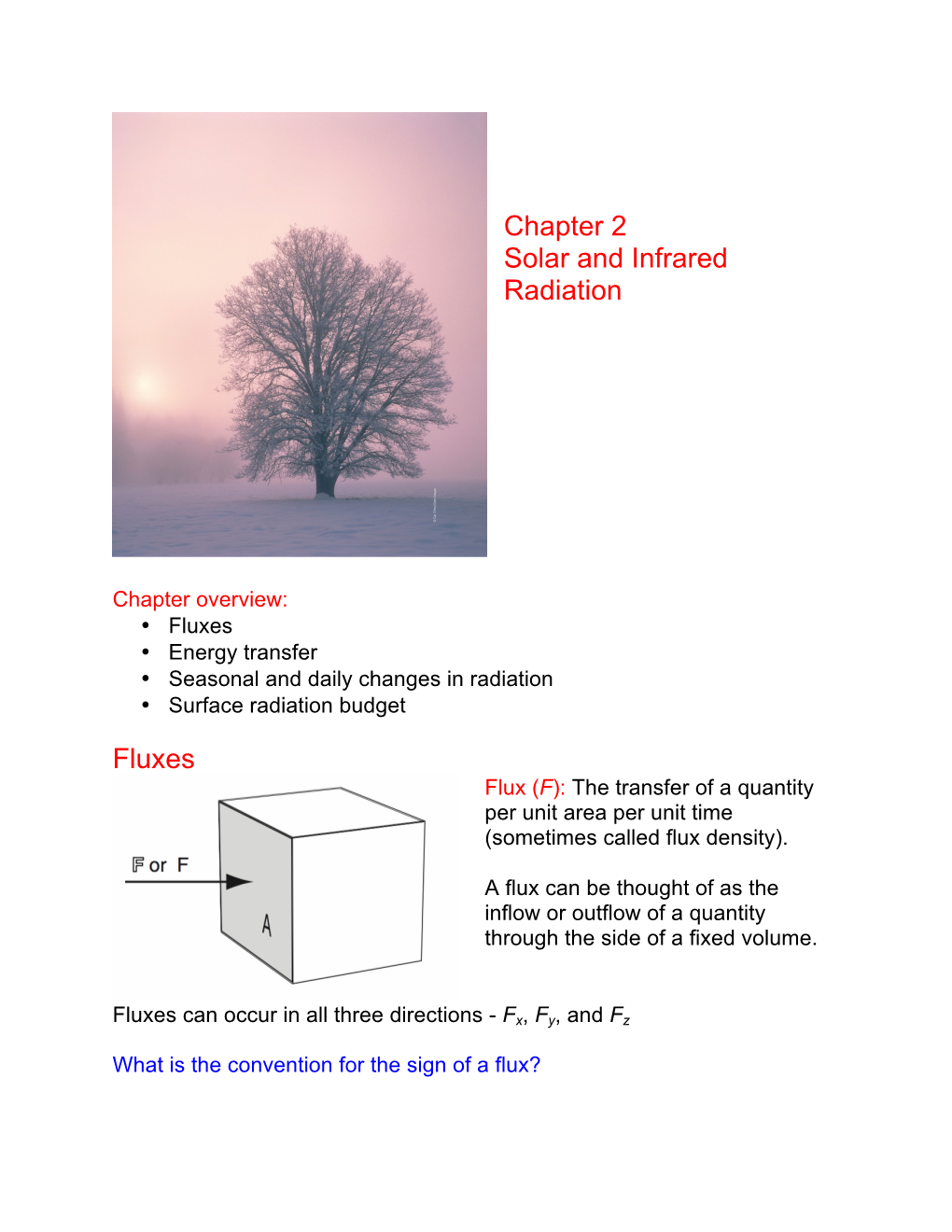 Chapter 2 Solar and Infrared Radiation Fluxes