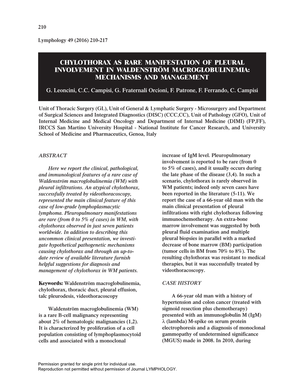 Chylothorax As Rare Manifestation of Pleural Involvement in Waldenström Macroglobulinemia: Mechanisms and Management