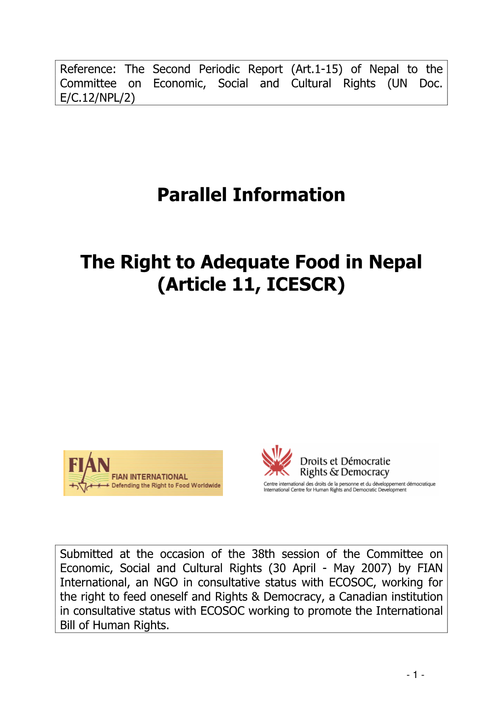 R&D-FIAN Parallel Information Nepal