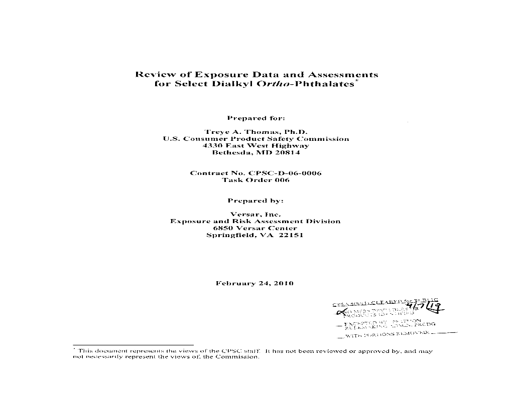 Review of Exposure Data and Assessments for Select Dialkyl