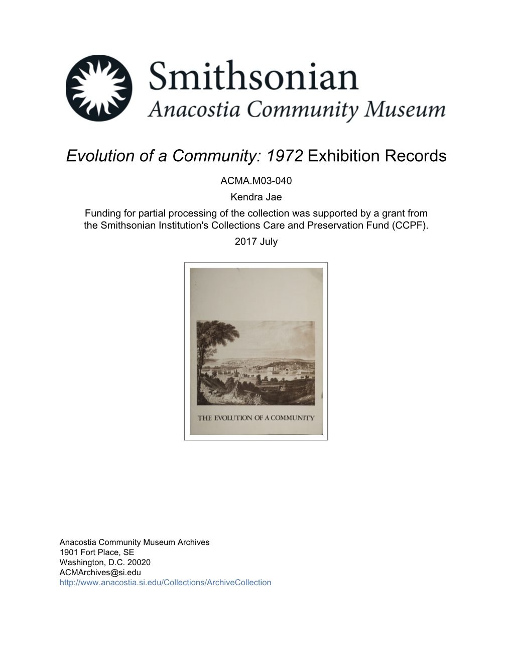 Evolution of a Community: 1972 Exhibition Records