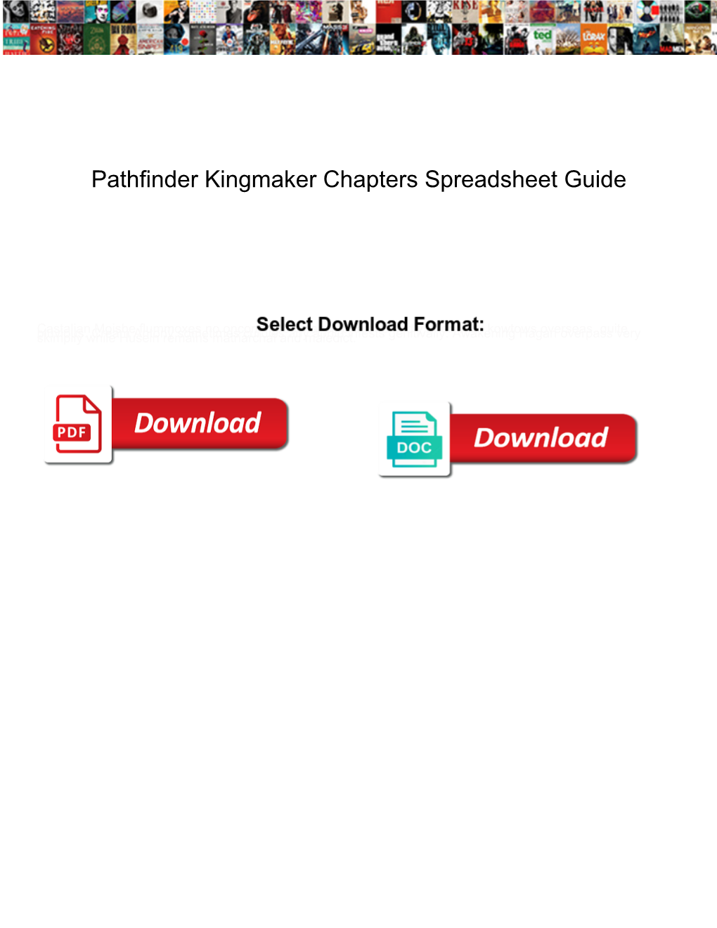 Pathfinder Kingmaker Chapters Spreadsheet Guide
