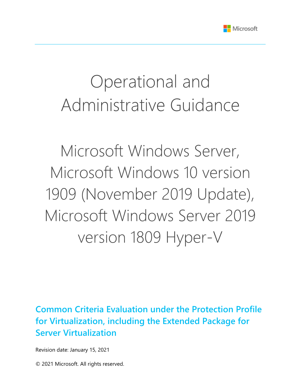 Microsoft Windows Server 2019 Version 1809 Hyper-V