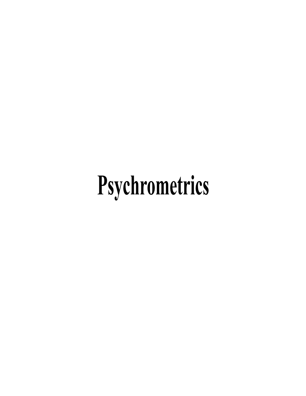 Psychrometrics Outline