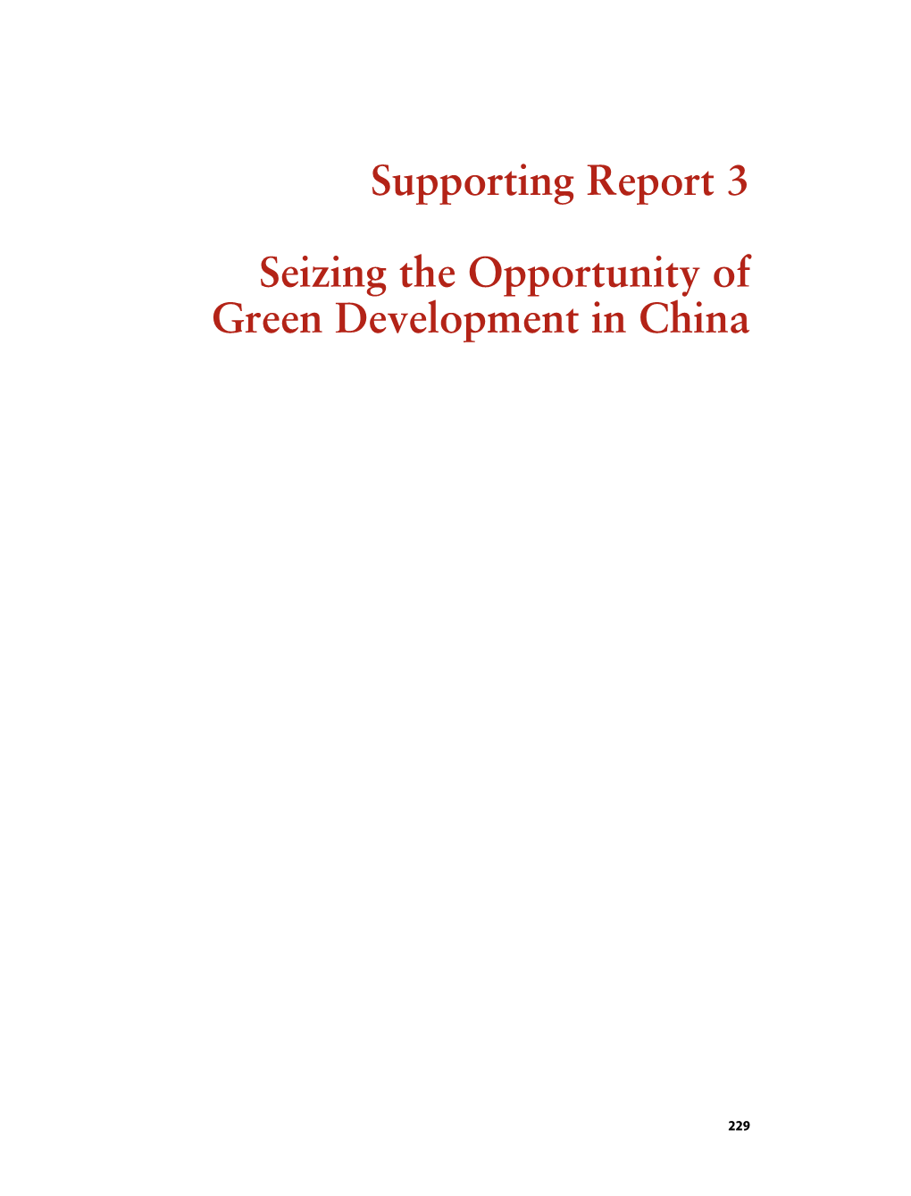 Seizing the Opportunity of Green Development in China