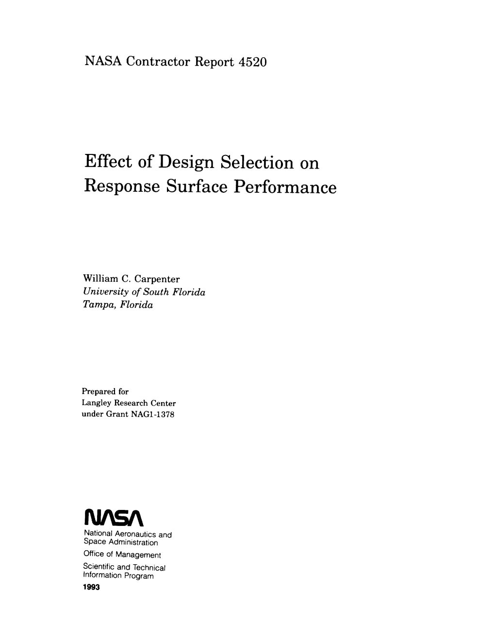 Effect of Design Selection on Response Surface Performance