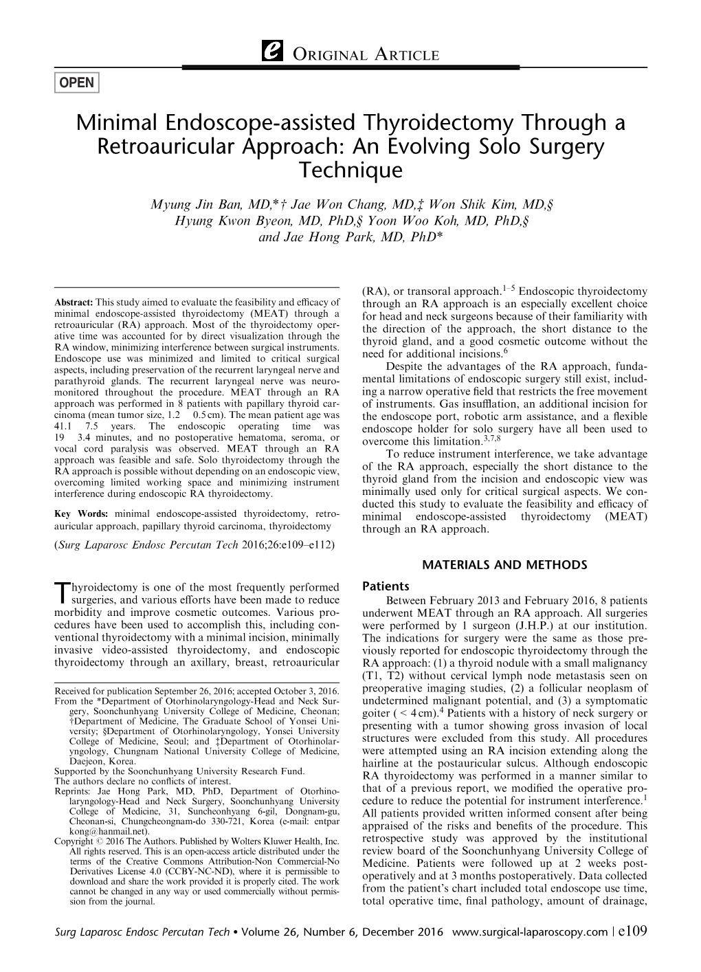 Minimal Endoscope-Assisted Thyroidectomy Through a Retroauricular Approach: an Evolving Solo Surgery Technique