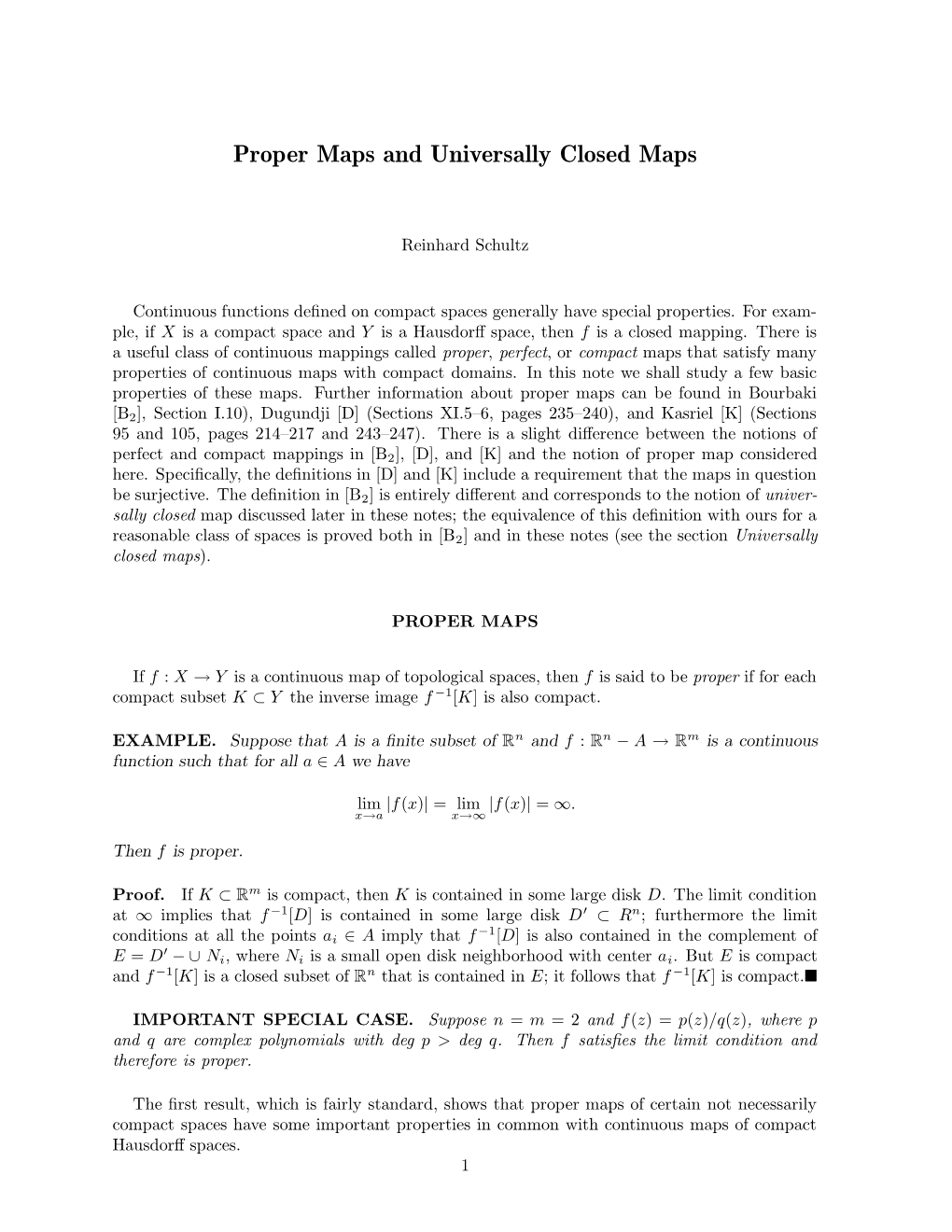 Proper Maps and Universally Closed Maps