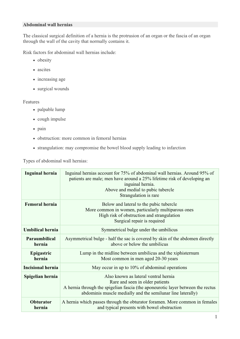 1 Abdominal Wall Hernias the Classical Surgical Definition of A