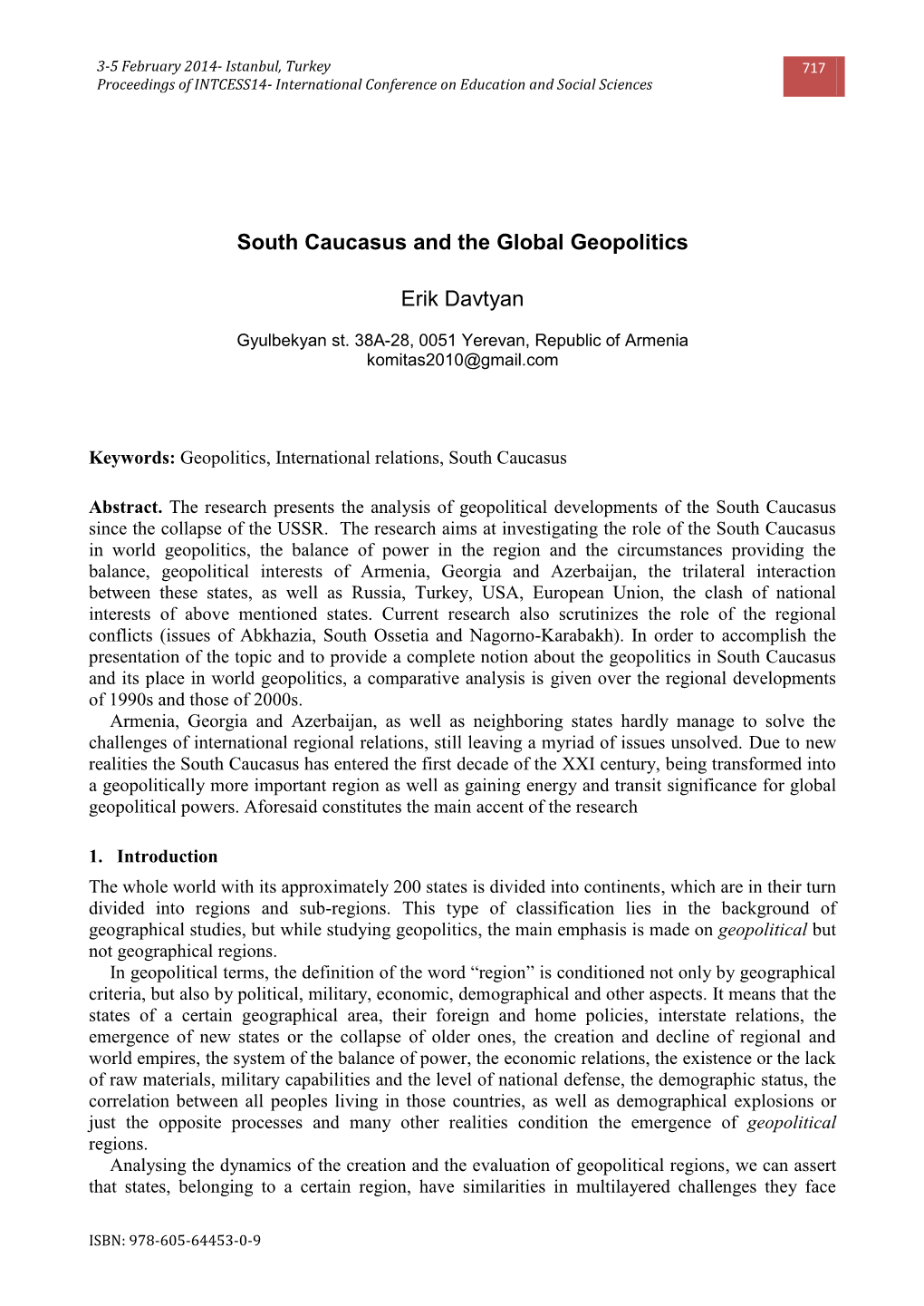 South Caucasus and the Global Geopolitics