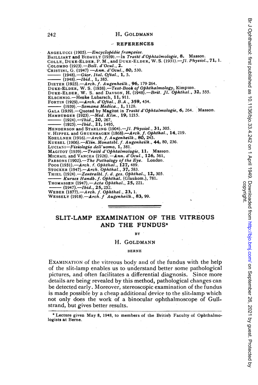 Slit-Lamp Examination of the Vitreous and the Fundus* by H