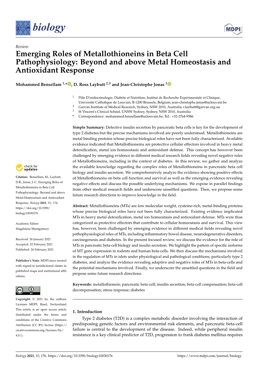 Emerging Roles of Metallothioneins in Beta Cell Pathophysiology: Beyond and Above Metal Homeostasis and Antioxidant Response