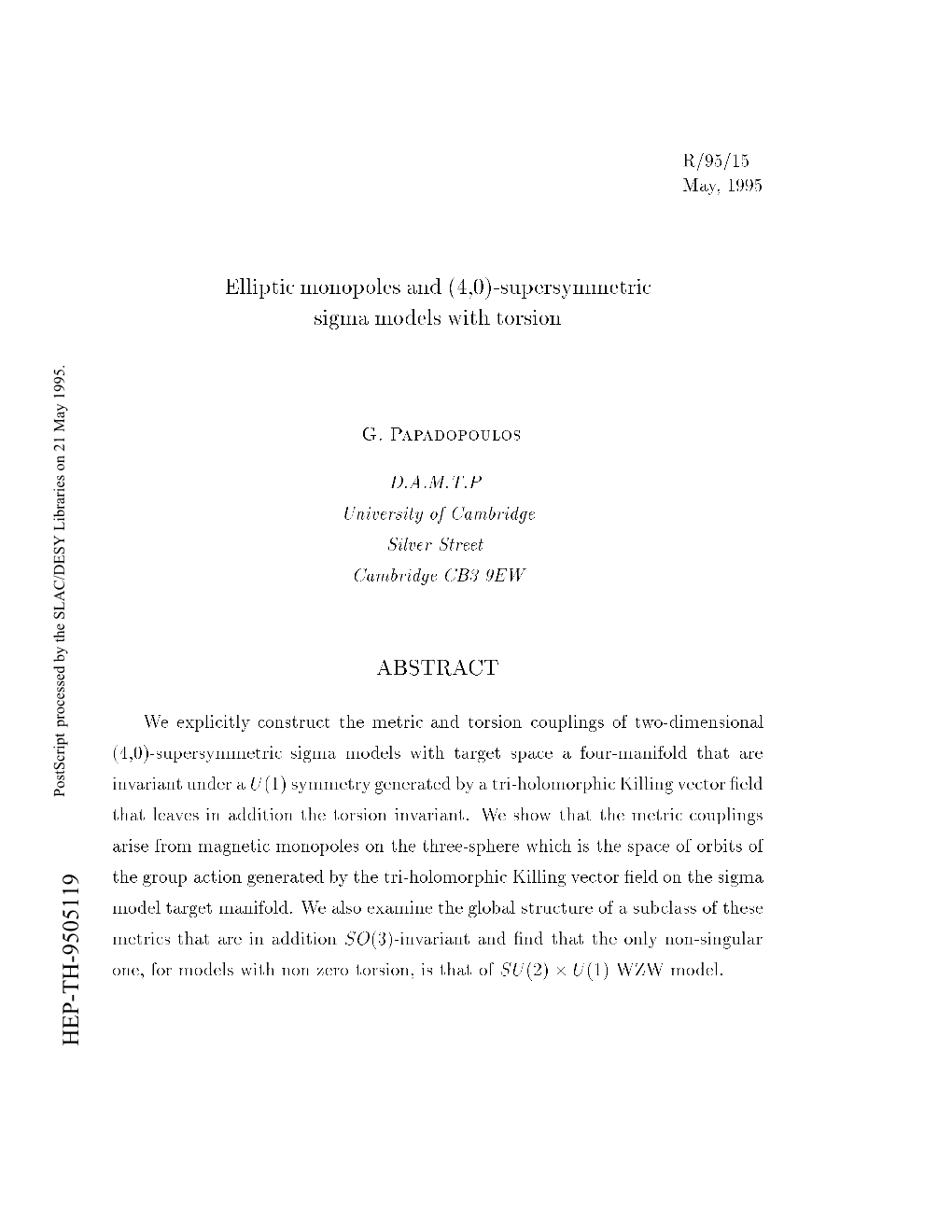 Supersymmetric Sigma Models with Torsion