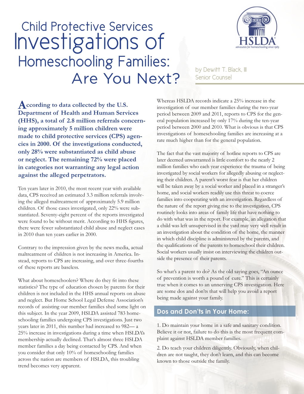 Investigations of Homeschooling Families: by Dewitt T