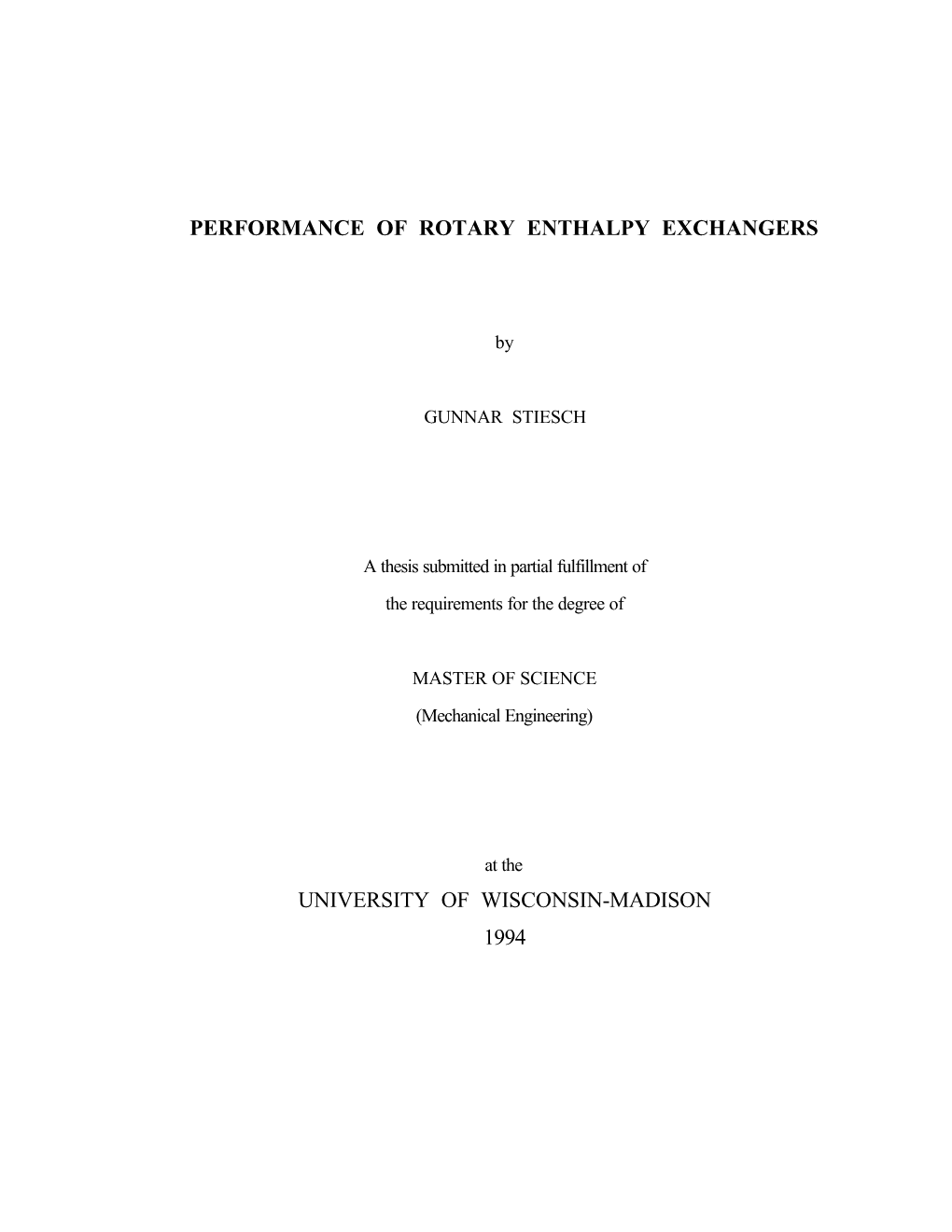 Performance of Rotary Enthalpy Exchangers