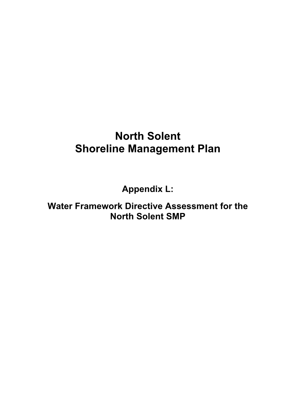 Water Framework Directive Assessment for the North Solent SMP