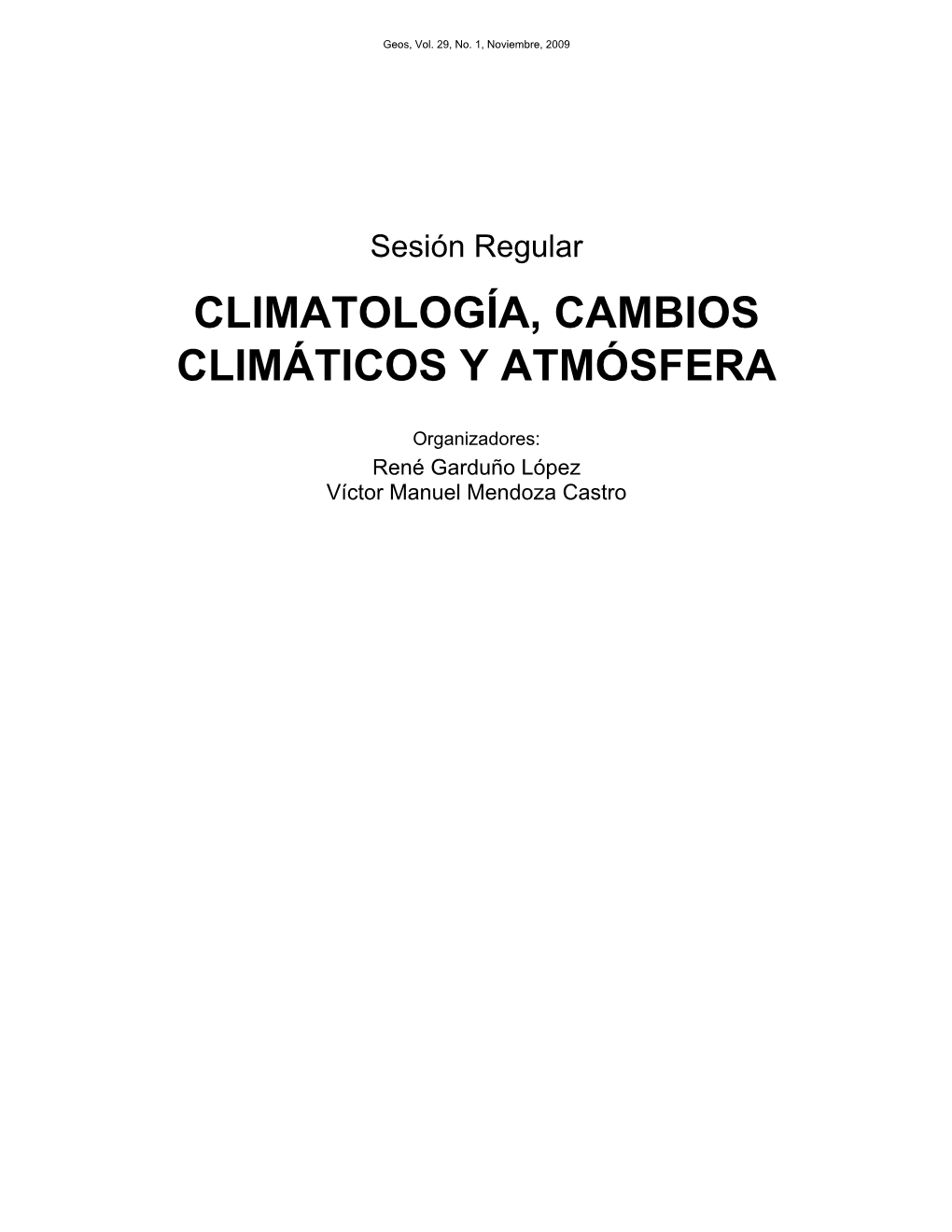 Climatología, Cambios Climáticos Y Atmósfera