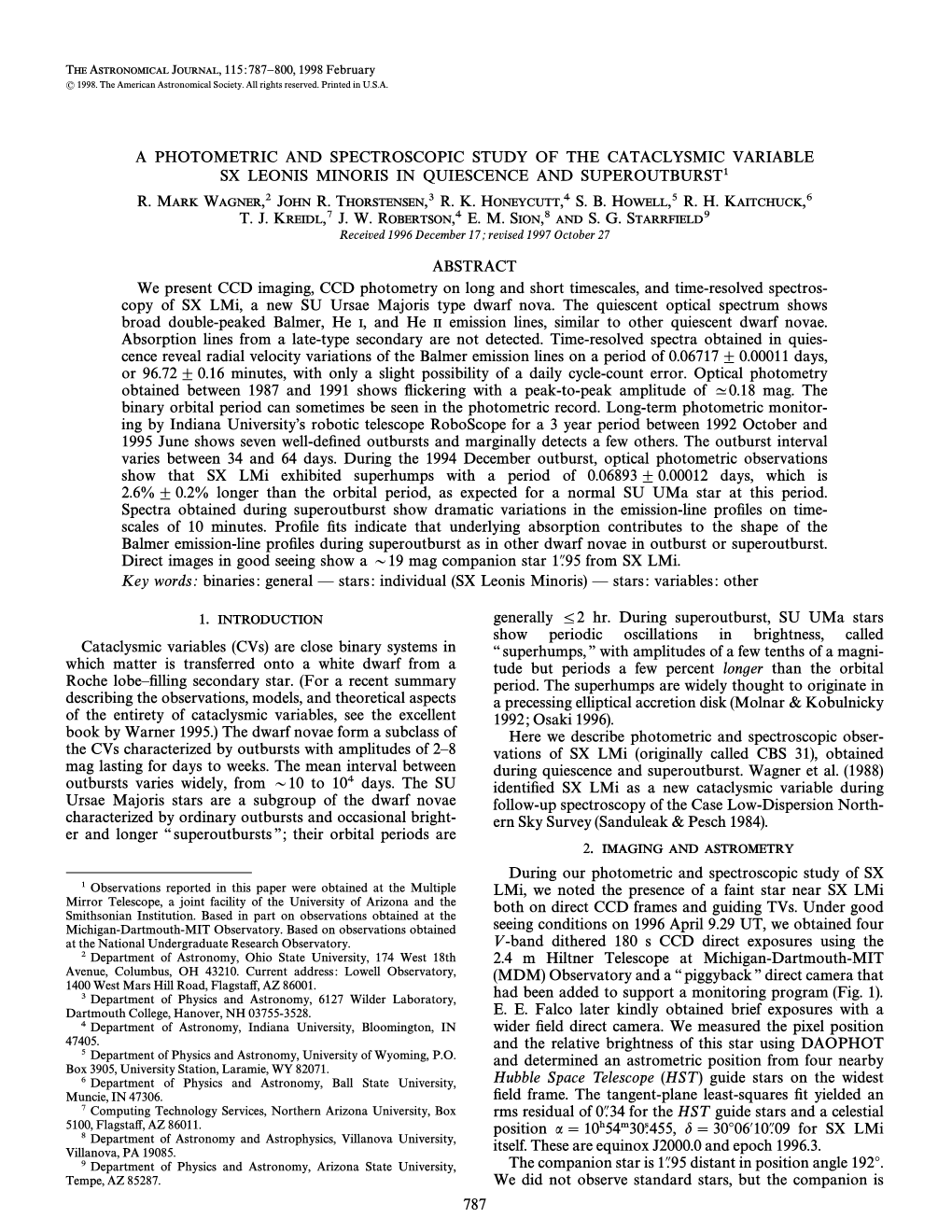 A Photometric and Spectroscopic Study of the Cataclysmic Variable Sx Leonis Minoris in Quiescence and Superoutburst1 R