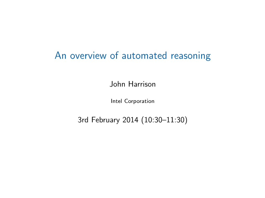 An Overview of Automated Reasoning